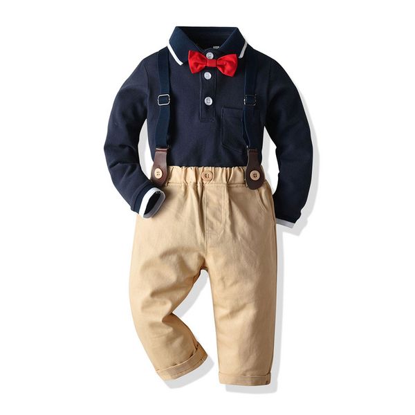 New Products Hot Selling Fold-down Collar Long Sleeve Polo Shirt Bow Suspender Trousers Two-Piece Set Baby a Year of Age Set
New Products Hot Selling Fold-down Collar Long Sleeve Polo Shirt Bow Suspender Trousers Two-Piece Set Baby a Year of Age Set