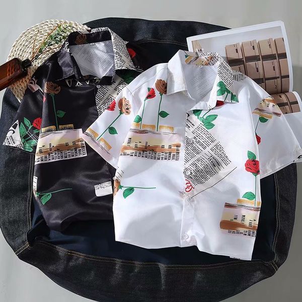 2019 new turn-down collarfashion printed rose newspaper letter shirt short sleeve lapel thin comfortable shirt sa-8, White;black
2019 new turn-down collarfashion printed rose newspaper letter shirt short sleeve lapel thin comfortable shirt sa-8, White;black