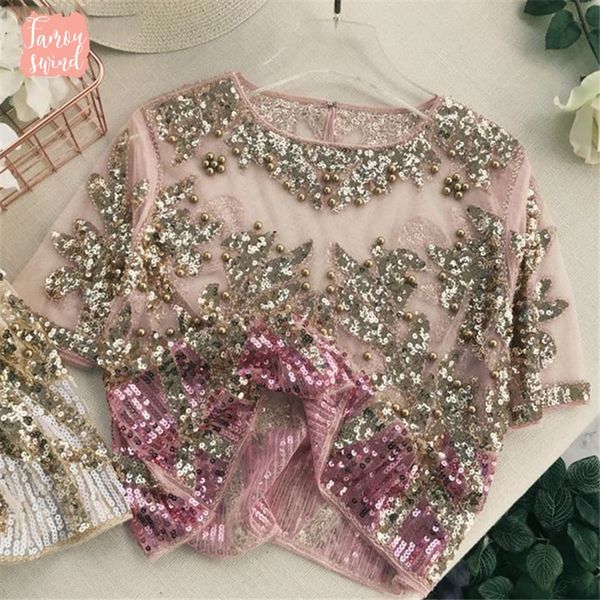 2019 марлевые sequined блуза новые женщины топы o шеи с коротким рукавом bling бисероплетение лоскутная лето see through blusas, White
2019 марлевые sequined блуза новые женщины топы o шеи с коротким рукавом bling бисероплетение лоскутная лето see through blusas, White