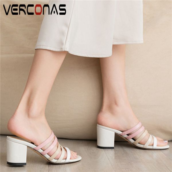 verconas women slippers genuine leather sandals round toe high heels prom pumps spring summer thick heel elegant shoes woman, Black
verconas women slippers genuine leather sandals round toe high heels prom pumps spring summer thick heel elegant shoes woman, Black