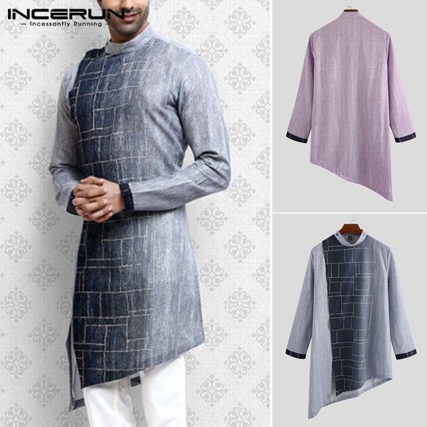 incerun 2020 men irregular shirt long sleeve clothes vintage kurtas stand collar gradient tie-dye muslim male long, White;black
incerun 2020 men irregular shirt long sleeve clothes vintage kurtas stand collar gradient tie-dye muslim male long, White;black