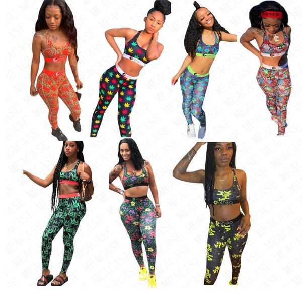 summer women designer swimsuit bra + leggings pants 2 piece swimsuit letters floral flowers crwon design print beachwear swim cloth d61705, White