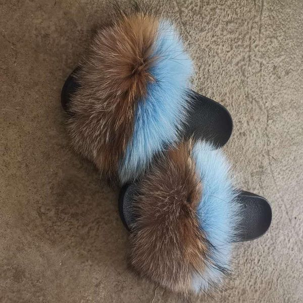 2020 latest design puffy soft indoor fur slides slippers with custom colou, Black