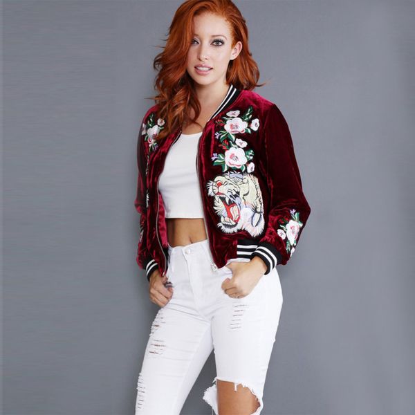 2019 fashion plus size embroidered velvet bomber jacket women casual coat tiger rose outerwear trendy winter jacket female brand, Black;brown
2019 fashion plus size embroidered velvet bomber jacket women casual coat tiger rose outerwear trendy winter jacket female brand, Black;brown