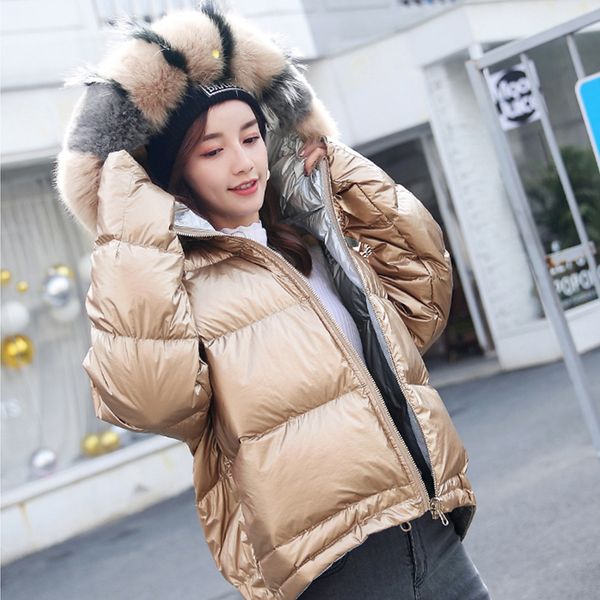 real fur coat natural fur collar 2019 winter jacket women loose short down coat white duck down jacket thick warm parka, Black
real fur coat natural fur collar 2019 winter jacket women loose short down coat white duck down jacket thick warm parka, Black