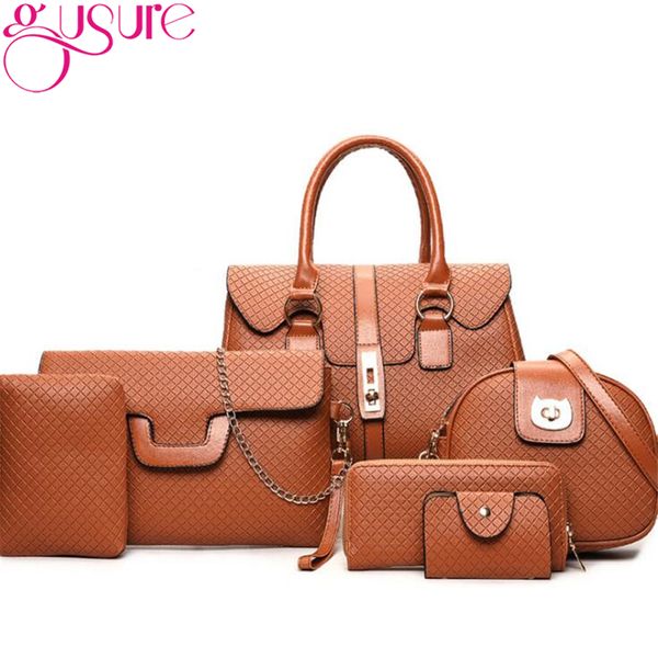 gusure women bags different size bags six pieces set style european american style single shoulder bag for women composite bag