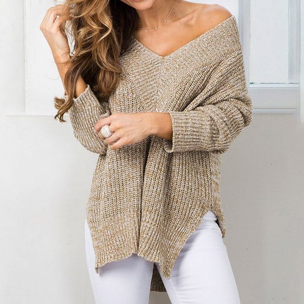 autumn 2019 winter clothes fashion women oversized off shoulder sweater solid color v-neck knitting long sleeve loose blouse, White;black
autumn 2019 winter clothes fashion women oversized off shoulder sweater solid color v-neck knitting long sleeve loose blouse, White;black