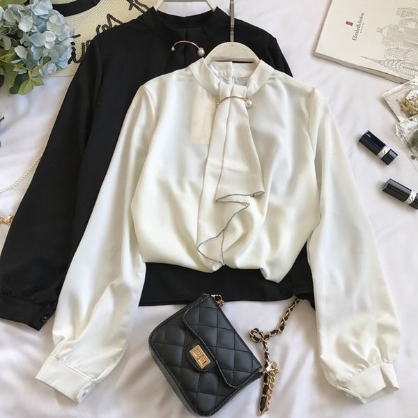 women's blouses & shirts 2021 autumn women clothing long sleeve bow tie korean loose chiffon blouse shirt solid color, White
women's blouses & shirts 2021 autumn women clothing long sleeve bow tie korean loose chiffon blouse shirt solid color, White