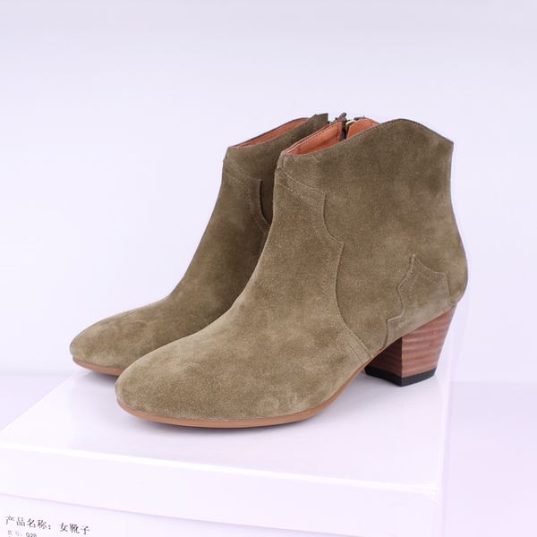 women new fashion genuine leather boots middle thick heel round toe boots ankle women's winter, Black
women new fashion genuine leather boots middle thick heel round toe boots ankle women's winter, Black