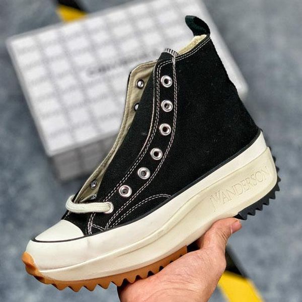 

with box womens j.w. jw anderson chuck run star hike vulcanized shoes for womens canvas boots female sneakers platform shoe girls sneaker, Black