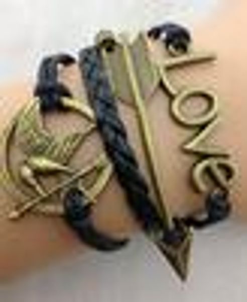 wholesale-hungry game bracelets love infinity bracelets arrow charm leather bracelet jewely for man and woman lover 20pcs/lot, Golden;silver
wholesale-hungry game bracelets love infinity bracelets arrow charm leather bracelet jewely for man and woman lover 20pcs/lot, Golden;silver