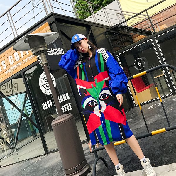 women jacket colorful animal print loose lantern sleeves long coat female harajuku, Black;brown
women jacket colorful animal print loose lantern sleeves long coat female harajuku, Black;brown