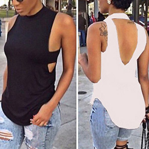 2020 new summer female woman t-shirt irregular backless vest t-shirt sleeveless vest clothes for womem, White
2020 new summer female woman t-shirt irregular backless vest t-shirt sleeveless vest clothes for womem, White