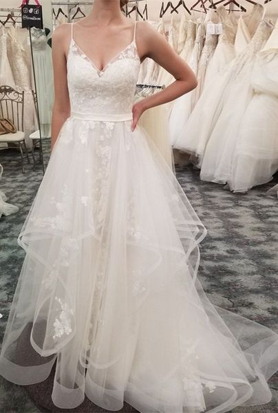 elegant a line tulle lace wedding reception dresses with straps ruffles flower applique sweep train wedding dress bridal gowns new, White
elegant a line tulle lace wedding reception dresses with straps ruffles flower applique sweep train wedding dress bridal gowns new, White