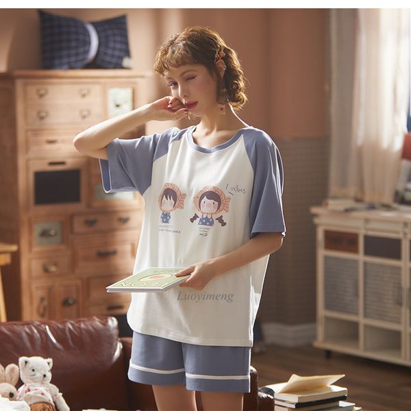 new summer cute cartoon pajamas sets women sweet casual o-neck shorts sleepwear nightgowns cotton home clothes, Black;red
new summer cute cartoon pajamas sets women sweet casual o-neck shorts sleepwear nightgowns cotton home clothes, Black;red