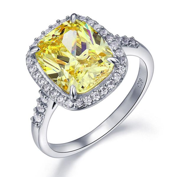 exquisite wedding rings solid 925 sterling silver luxury engagement ring 6 ct cushion cut yellow canary created diamante jewelry gift, Golden;silver 
exquisite wedding rings solid 925 sterling silver luxury engagement ring 6 ct cushion cut yellow canary created diamante jewelry gift, Golden;silver