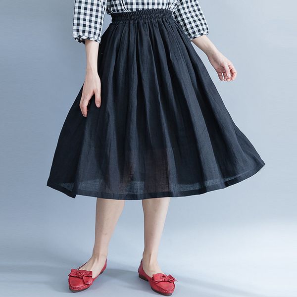 johnature spring summer new solid color loose korean a-line elastic waist women skirts 2019 linen casual joker skirts black
johnature spring summer new solid color loose korean a-line elastic waist women skirts 2019 linen casual joker skirts black