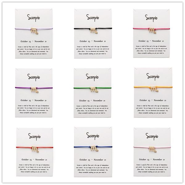 white card fashion jewelry 12 constellation zodiac scorpio lucky rope bracelet bangles for women accessories, Golden;silver
white card fashion jewelry 12 constellation zodiac scorpio lucky rope bracelet bangles for women accessories, Golden;silver