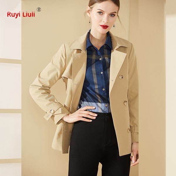 fashion 2019 spring new british style lace up waist show thin short style trench coat women, Tan;black
fashion 2019 spring new british style lace up waist show thin short style trench coat women, Tan;black