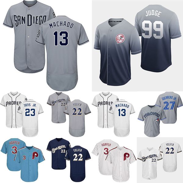 3 Harper 13 Machado 22 Yelich 23 Tatis Jr 27 Guerrero Jr 99 Judge Blue White Grey Mens Home Cool Jerseys
3 Harper 13 Machado 22 Yelich 23 Tatis Jr 27 Guerrero Jr 99 Judge Blue White Grey Mens Home Cool Jerseys