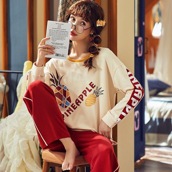 pajamas set women's spring and autumn long-sleeved cotton cute cartoon cotton autumn red home service suit can wear a round neck, Black;red
pajamas set women's spring and autumn long-sleeved cotton cute cartoon cotton autumn red home service suit can wear a round neck, Black;red