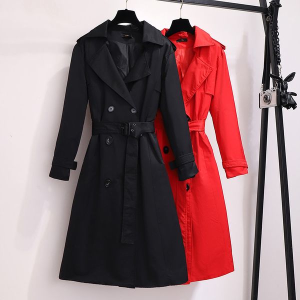 200 ultra-large size dress large girl's 2019 autumn new style trench coat korean-style loose-fit slimming middle long coat, Black;white
200 ultra-large size dress large girl's 2019 autumn new style trench coat korean-style loose-fit slimming middle long coat, Black;white