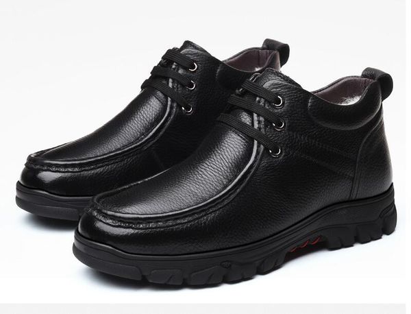men genuine leather winter boots warm wool snow fur ankle boots for men business dress shoes, Black
men genuine leather winter boots warm wool snow fur ankle boots for men business dress shoes, Black