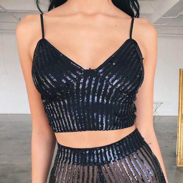 fashion women sequin bandage crop elegant ladies evening party club tank tunique femme v neck cute vest streetwear, White
fashion women sequin bandage crop elegant ladies evening party club tank tunique femme v neck cute vest streetwear, White