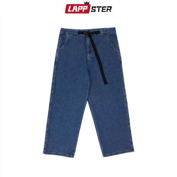 

lappster men solid jeans harem pants 2019 mens vintage streetwear denim pants streetwear blue loose deisginer jeans