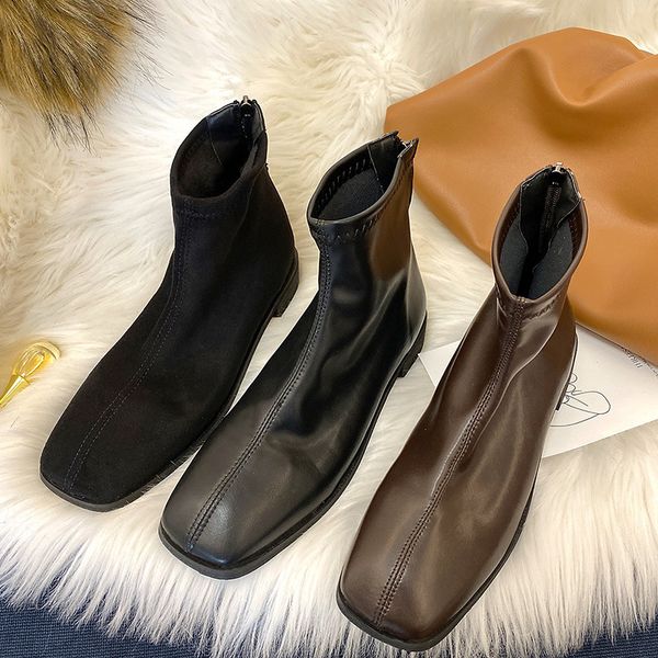 2019 new women ankle boots soft skin ankle boots square low heel zip causal ladies shoes bota sock, Black
2019 new women ankle boots soft skin ankle boots square low heel zip causal ladies shoes bota sock, Black