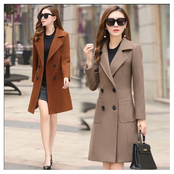 thickened woolen overcoat women's mid-length autumn winter new double-breasted suit collar long sleeve wild slim abrigos d291, Black
thickened woolen overcoat women's mid-length autumn winter new double-breasted suit collar long sleeve wild slim abrigos d291, Black