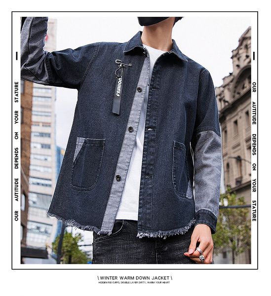 spring new korean version of the large size men's special tide men's jacket jacket denim, Black
spring new korean version of the large size men's special tide men's jacket jacket denim, Black