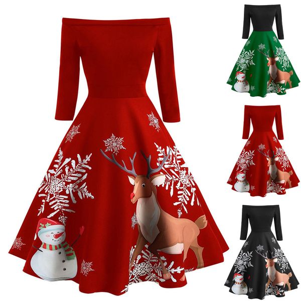charming christmas dress women winter off shoulder print vintage evening party dress flare dresses vestidos de verano#guahao, Black;gray
charming christmas dress women winter off shoulder print vintage evening party dress flare dresses vestidos de verano#guahao, Black;gray