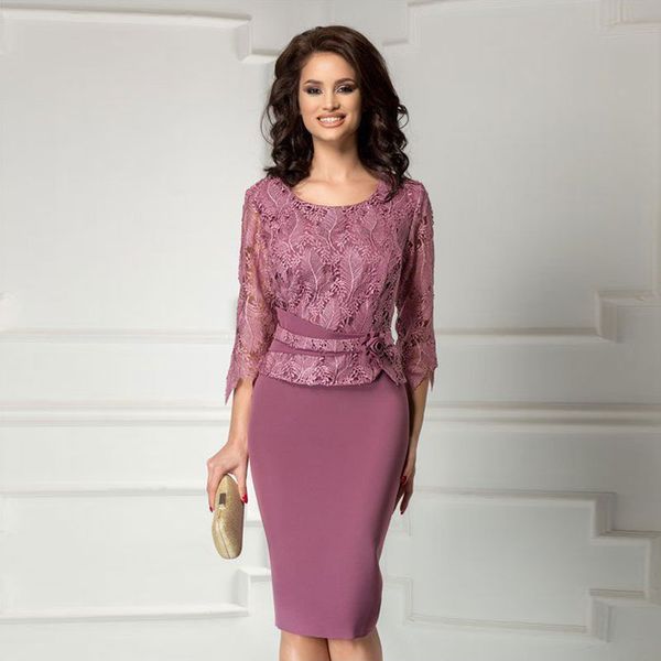 modest sheath lace mother of the bride dresses with long sleeves jewel neck wedding guest dress knee length chiffon formal gowns, Black;red
modest sheath lace mother of the bride dresses with long sleeves jewel neck wedding guest dress knee length chiffon formal gowns, Black;red
