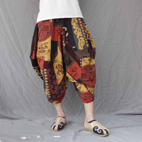 men harem pants casual loose large cropped calf-length wide-legged pants bloomers chinese style flaxen baggy pantalones hombre, Black
men harem pants casual loose large cropped calf-length wide-legged pants bloomers chinese style flaxen baggy pantalones hombre, Black