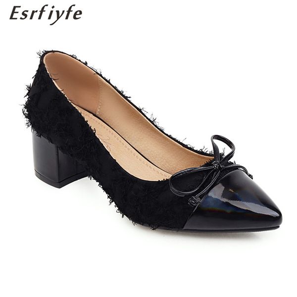 esrfiyfe fashion patent leather and cloth shallow women pumps commute pointed toe thick heel shoes woman handmade ladies pumps, Black
esrfiyfe fashion patent leather and cloth shallow women pumps commute pointed toe thick heel shoes woman handmade ladies pumps, Black