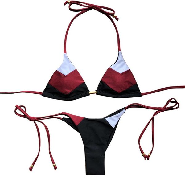 fashion stitching bikini set hanging neck hollow beach swimsuit sports swimsuit push-ups thick micro tankini#n
fashion stitching bikini set hanging neck hollow beach swimsuit sports swimsuit push-ups thick micro tankini#n