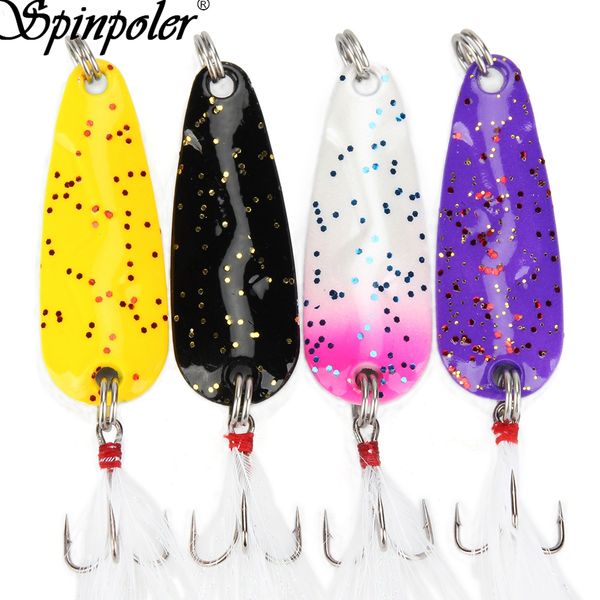spinpoler 4 pcs/lot metal spinner spoon fishing lure rotating hard lure for trout pike peche with feather treble hook tackle
spinpoler 4 pcs/lot metal spinner spoon fishing lure rotating hard lure for trout pike peche with feather treble hook tackle