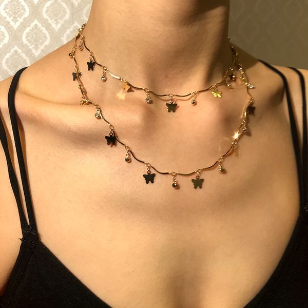 flatfoosie gold color women fashion butterfly pendant double layer necklace statement choker necklaces for women jewelry gifts, Silver
flatfoosie gold color women fashion butterfly pendant double layer necklace statement choker necklaces for women jewelry gifts, Silver