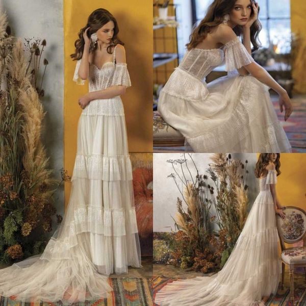 papilio 2020 bohemian wedding dresses lace applique spaghetti off shoulder boho lace bridal gowns country beach wedding dress, White
papilio 2020 bohemian wedding dresses lace applique spaghetti off shoulder boho lace bridal gowns country beach wedding dress, White
