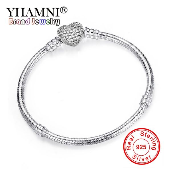 yhamni 100% original 925 solid silver snake chain bracelet secure heart clasp beads charms bracelet for women diy jewelry making hb106, White
yhamni 100% original 925 solid silver snake chain bracelet secure heart clasp beads charms bracelet for women diy jewelry making hb106, White