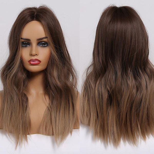 long wavy brown to blonde ombre hair middle part synthetic wigs for women cosplay natural wigs heat resistant hair, Black
long wavy brown to blonde ombre hair middle part synthetic wigs for women cosplay natural wigs heat resistant hair, Black