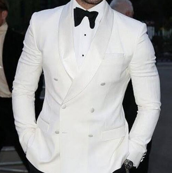 white slim fit man suits with double breasted mens stage clothes for wedding groom tuxedos 2 piece set jacket black pants, White;black
white slim fit man suits with double breasted mens stage clothes for wedding groom tuxedos 2 piece set jacket black pants, White;black