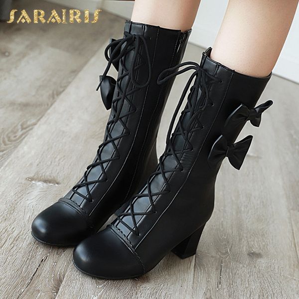 sarairis new arrivals 2020 plus size 30-44 chunky heels mid calf boots women shoes sweet bowtie zip up shoes woman boots female, Black
sarairis new arrivals 2020 plus size 30-44 chunky heels mid calf boots women shoes sweet bowtie zip up shoes woman boots female, Black