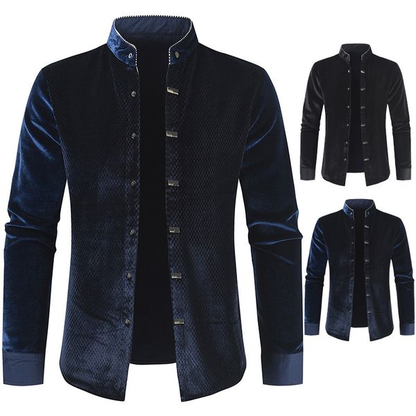 2020 men's long-sleeved shirt velvour stand collor dark lines single breasted edging design fashion fleece men's shirt keep warm s, White;black
2020 men's long-sleeved shirt velvour stand collor dark lines single breasted edging design fashion fleece men's shirt keep warm s, White;black