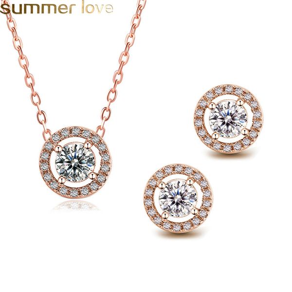 simply small round cubic zirconia necklace stud earrings bracelet jewelry set rose gold color shining austrian zircon pendant necklace women, Silver
simply small round cubic zirconia necklace stud earrings bracelet jewelry set rose gold color shining austrian zircon pendant necklace women, Silver