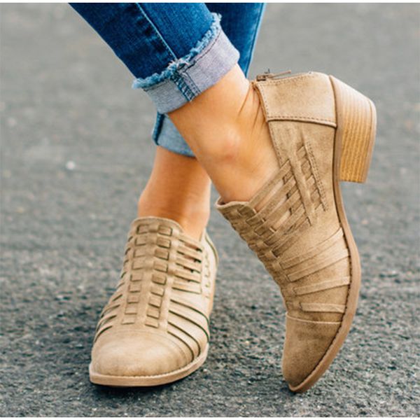 platform thick heels ankle women's boots autumn pointed toe hollow out zipper clog shoes woman fashion footwear ladies, Black
platform thick heels ankle women's boots autumn pointed toe hollow out zipper clog shoes woman fashion footwear ladies, Black