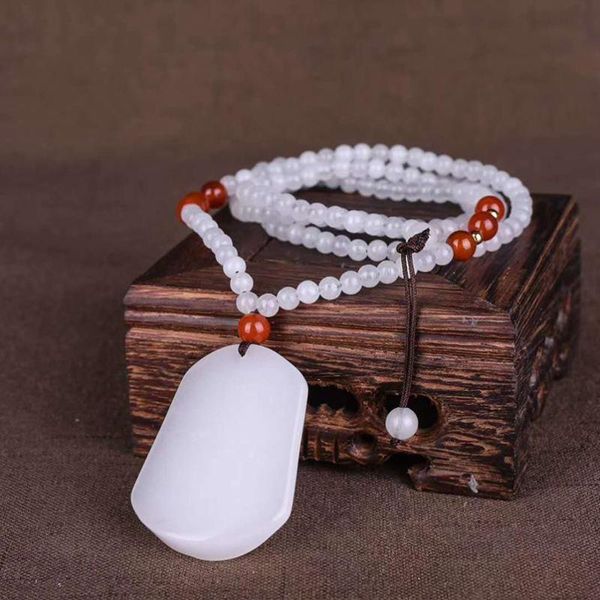 qianxu natural white jade necklace pendant sweater necklace with beads chain, Silver
qianxu natural white jade necklace pendant sweater necklace with beads chain, Silver