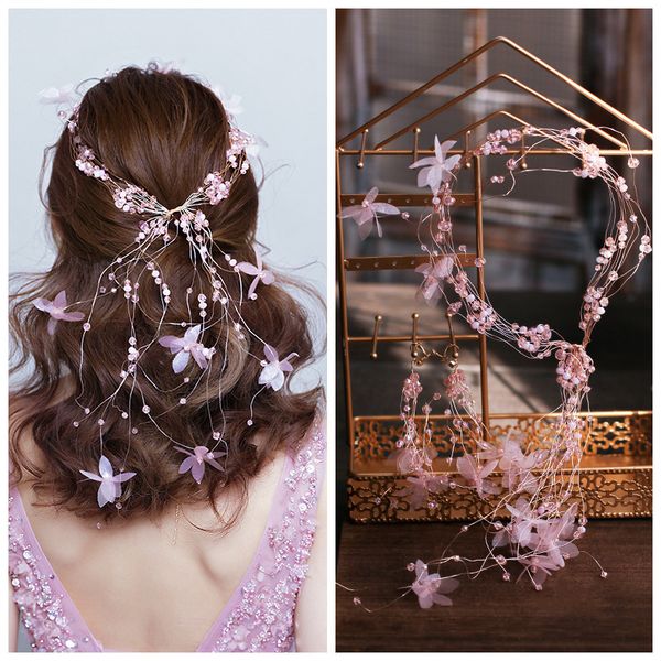 bride super fairy pink crystal beads long headbands earrings sets aesthetic romantic girl tiara wedding headdress, Golden;white
bride super fairy pink crystal beads long headbands earrings sets aesthetic romantic girl tiara wedding headdress, Golden;white