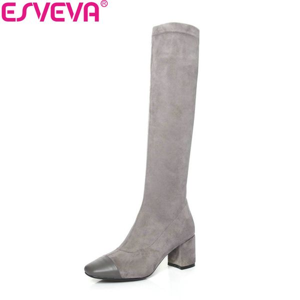 esveva 2019 women shoes square high heels square toe winter boots zipper knee high boots fashion autumn shoes woman size 34-39, Black
esveva 2019 women shoes square high heels square toe winter boots zipper knee high boots fashion autumn shoes woman size 34-39, Black